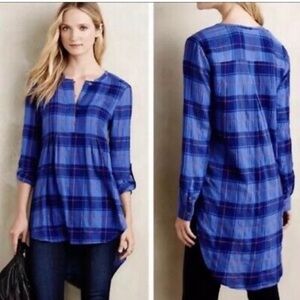 𝅺HOLDING Horses Anthropologie Plaid Tunic Size S